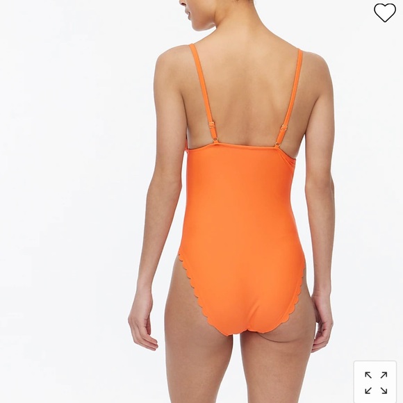 NWT J. Crew Scalloped one-piece swimsuit in smoky coral orange BF041 - Picture 3 of 5